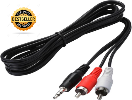 AV 2 RCA Male Stereo Audio Cable Cord AUX, 1.5M