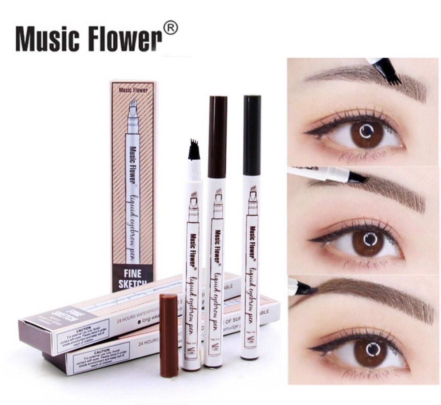 Buy Music Flower Liquid Tattoo Eyebrow Pen With Four Tips Brow Pen  Longlasting Waterproof Brow Gel for Eyes MakeupChestnut Online at  desertcartINDIA