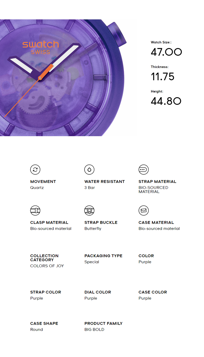 Swatch Big Bold Colors of Joy PURPLE JOY SB05V103 Purple Bio
