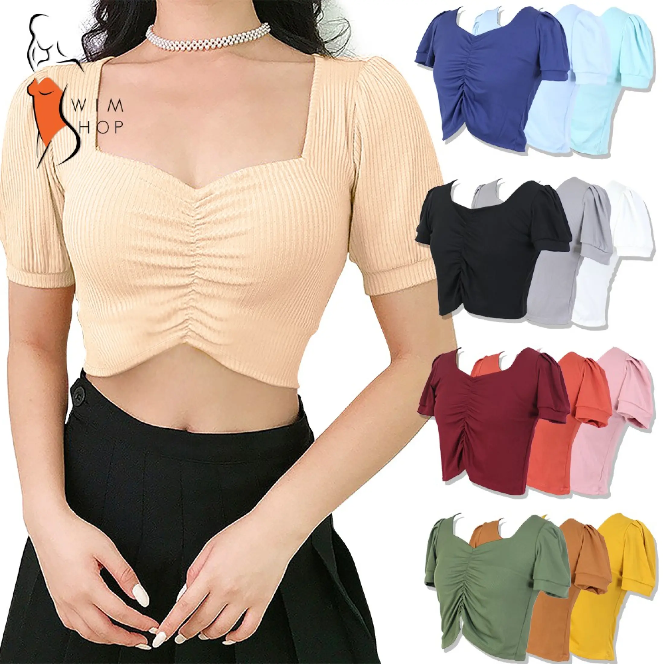 Korean Crop Top Women Fashion Garter Tops V Neck Blouse Lazada Ph