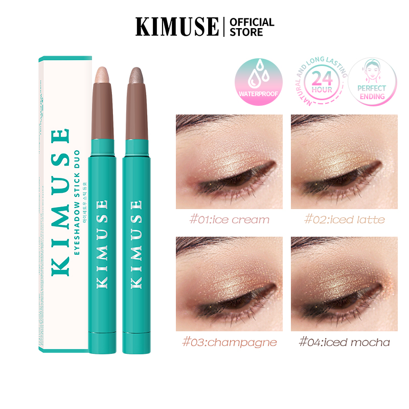 Discount on Kimuse  shoes - SKU: Kimuse 2pcs Shimmer Eyeshadow Stick Duo Eye Brightener Pencil Eye Makeup