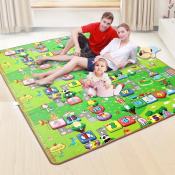 "Large Double-sided Kids Playmat, 200cm×180cm, Odor-free, Safe