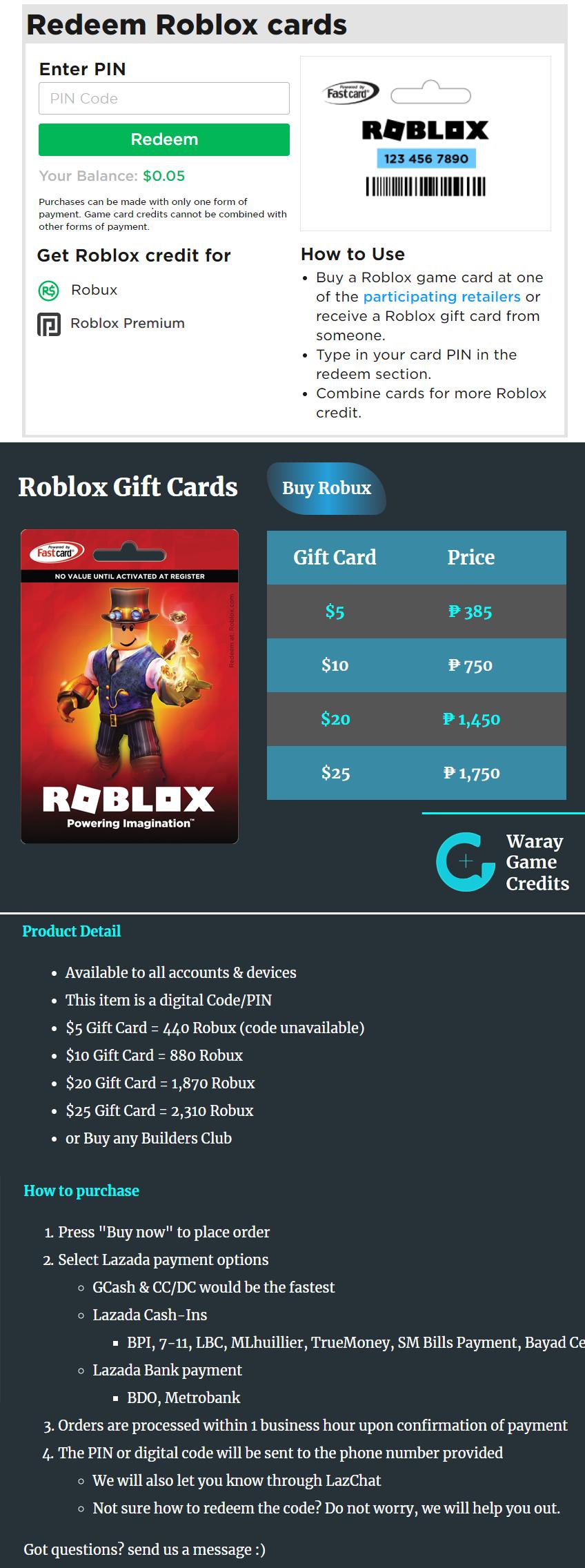 25 Roblox Gift Card 2 310 Robux Premium Lazada Ph
