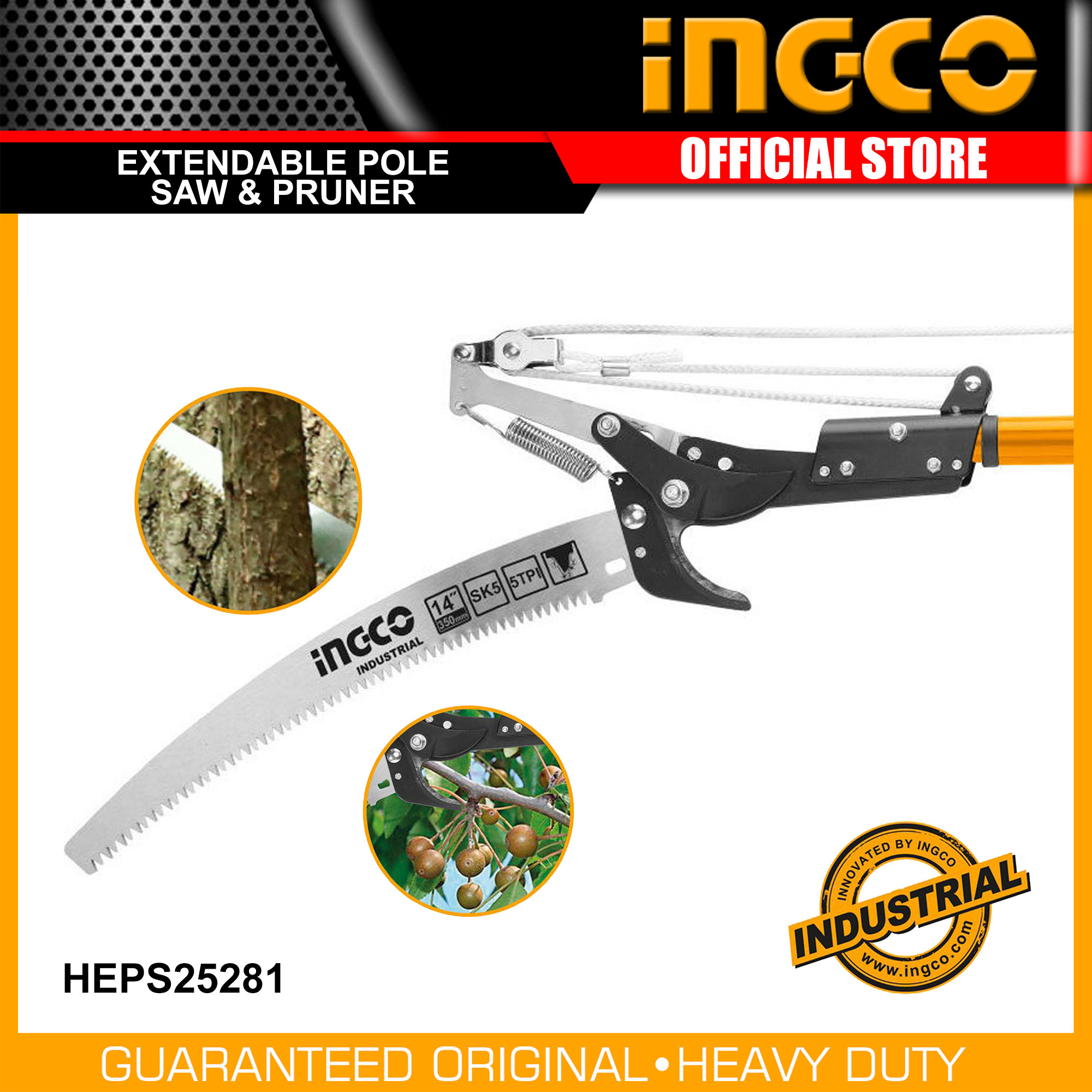 INGCO HOTECHE Extendable Tree Pruner Pole Saw Branch Cutter Trimmer ...