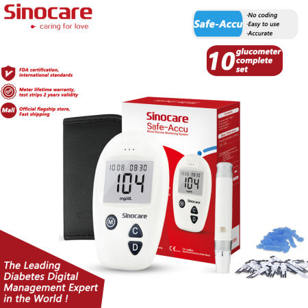 Sinocare Safe-Accu Glucometer Kit: Blood Sugar Test Monitoring Set