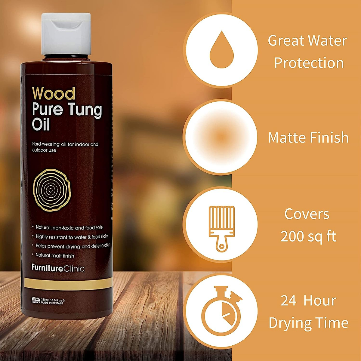 Furniture Clinic Wood Stain, Non-Toxic Wood Stain for Indoor & Outdoor  Wood