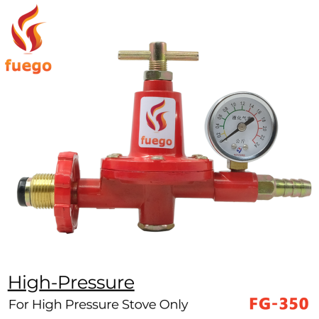 Fuego Gas High Pressure LPG Regulator with Gauges and Connector