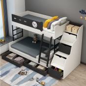 Solid Wood Loft Bed with Thick Frame - Double Size