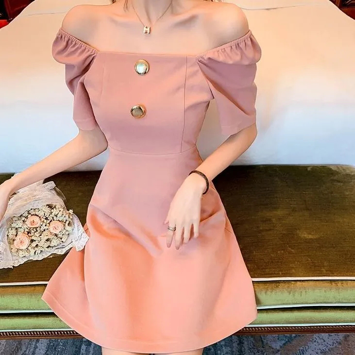 Casual Short Peach Dress Party Wear Printed Ladies Peach Casual