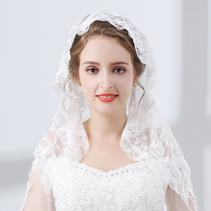 Lace Veils for Church Mantilla Catholic Veil Latin Mass Head Covering White  Black Veils for Bridal Women