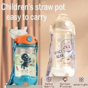 Kids' Portable Straw Water Bottle, 550ML OEM