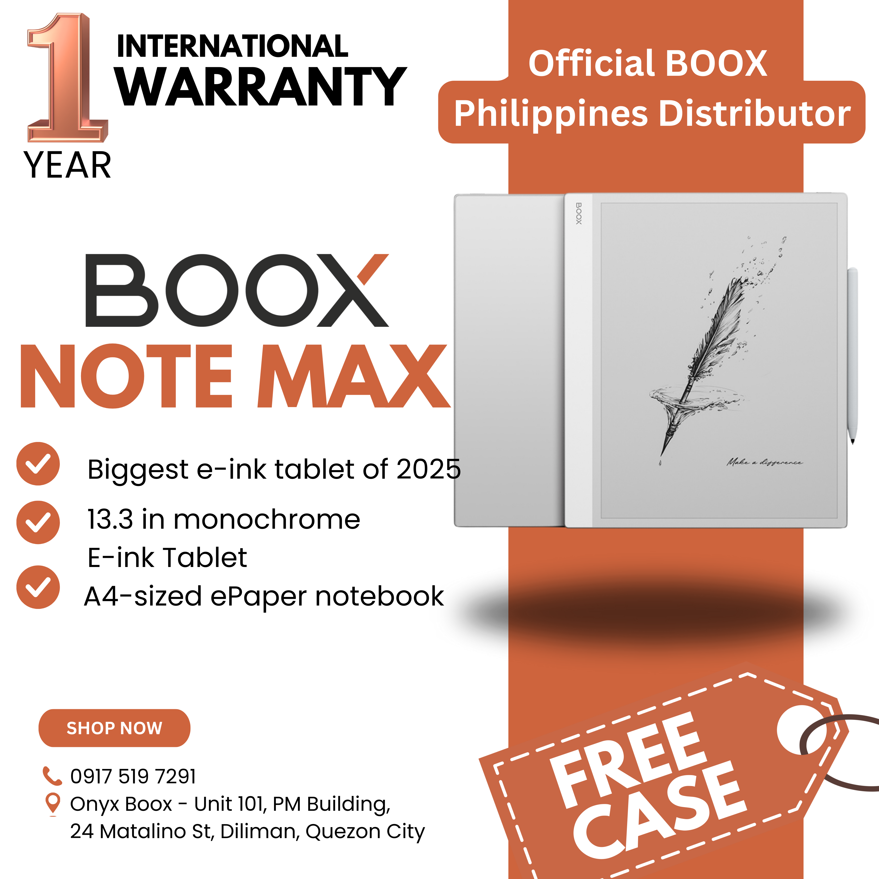 BOOX Note Max 13.3 E-ink Tablet with stylus 6GB RAM 128GB storage eink - Official Distributor of BOOX with FREE CASE Presyo 44,799 Piso*Libreng Shipping