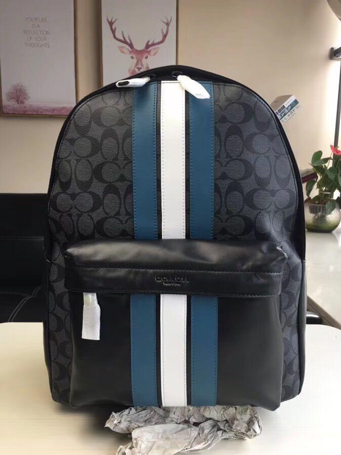 Coach charles backpack store with varsity stripe