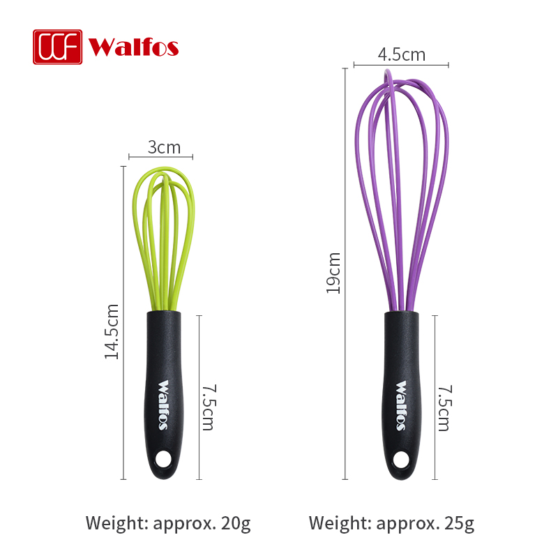 Silicone Mini Whisk, Walfos 7.5 +5.5“ Small Whisks for Non-stick