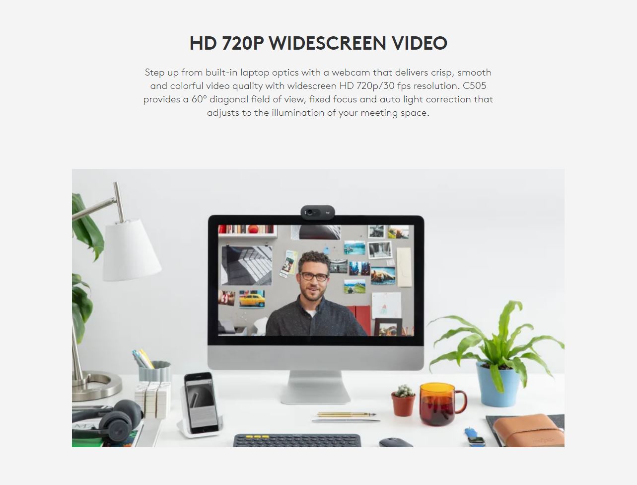 Camara Web Hd Logitech C505 Webcam 720p Videollamada Stream, Playfactory
