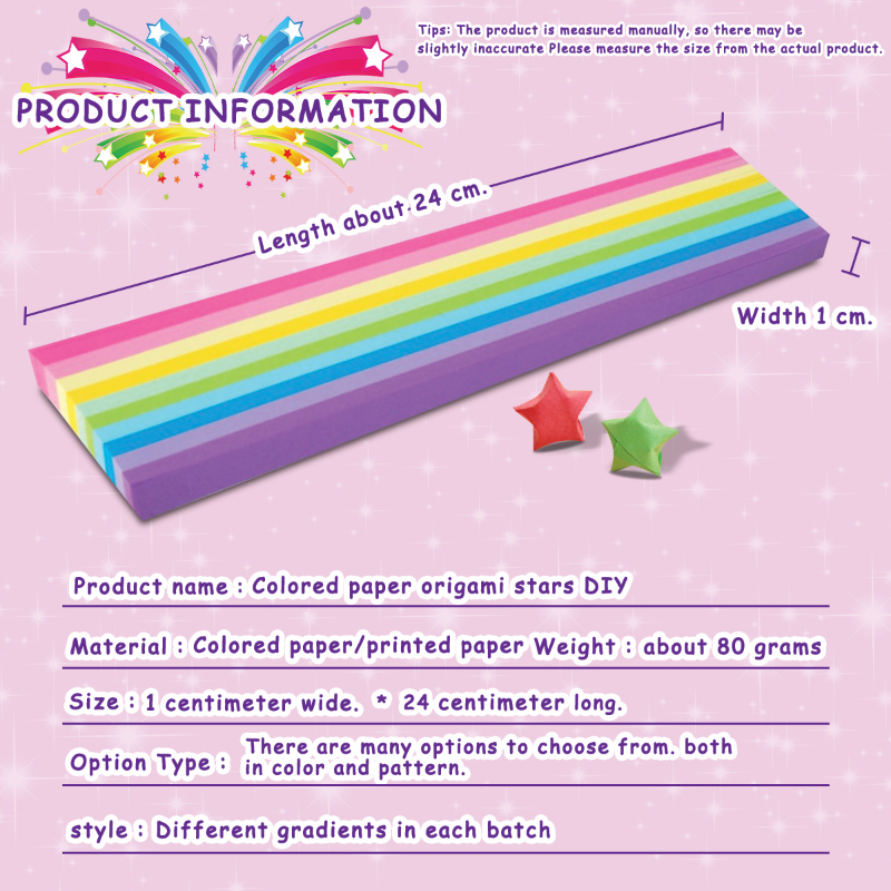 Star Origami Paper, 7 Colors 540 Sheets Makaron Rainbow Solid Color  Gradient Color Star Paper Strip Double Sided Origami Stars Paper Solid  Color Lucky Star Decoration Paper Strips DIY Hand Art Crafts