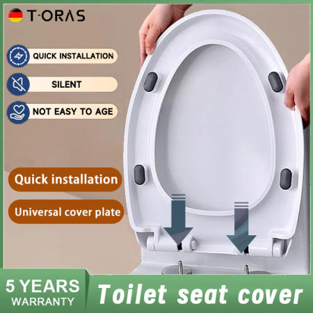 T-ORAS Universal Slow Close Toilet Seat Cover - White