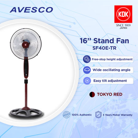 Kdk SF40E-TR 16" Stand Fan - Tokyo Red