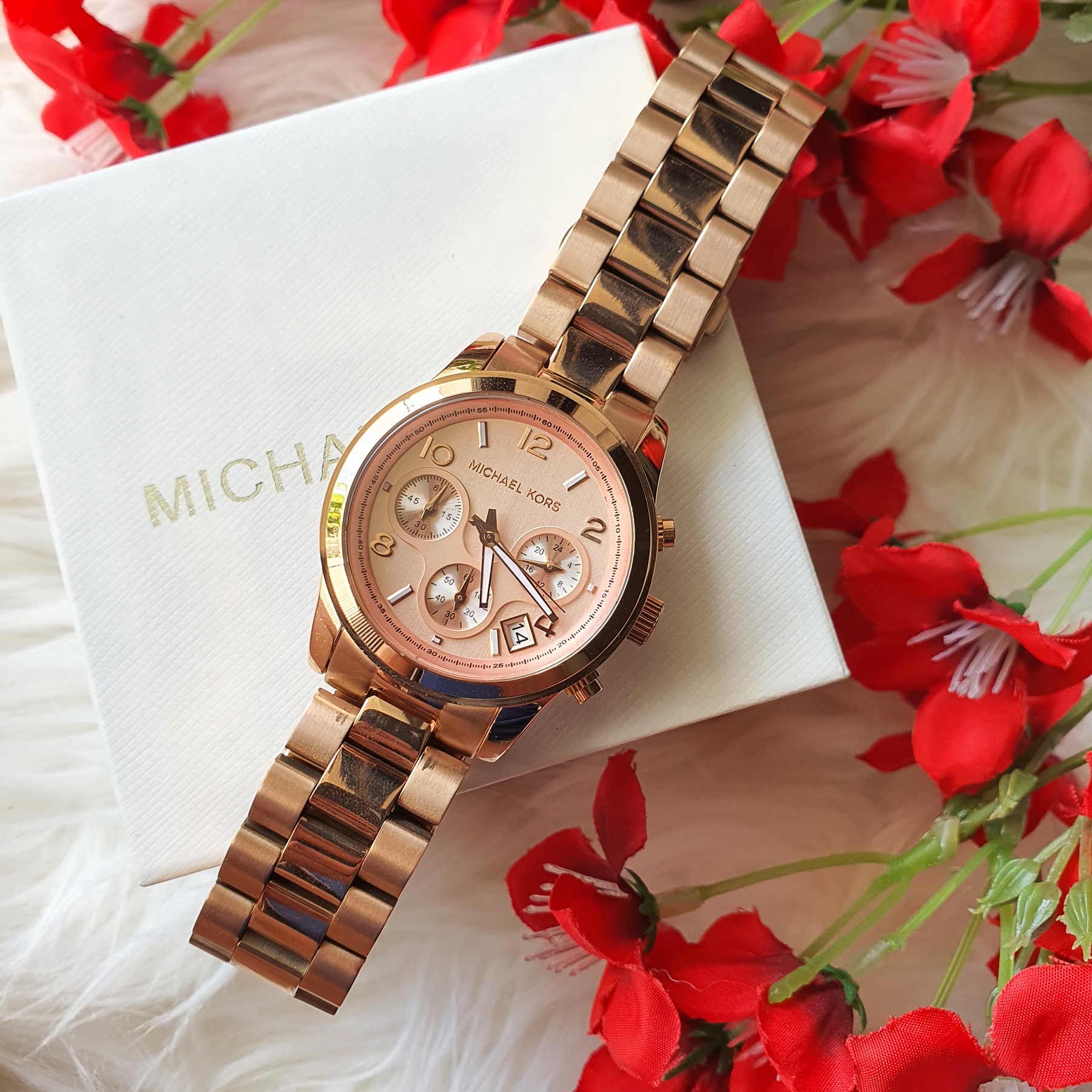 Michael Kors Womens Runway Rose GoldTone Watch MK5128  Walmartcom