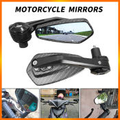 Carbon Fiber Motorcycle Bar End Mirrors - Universal Fit