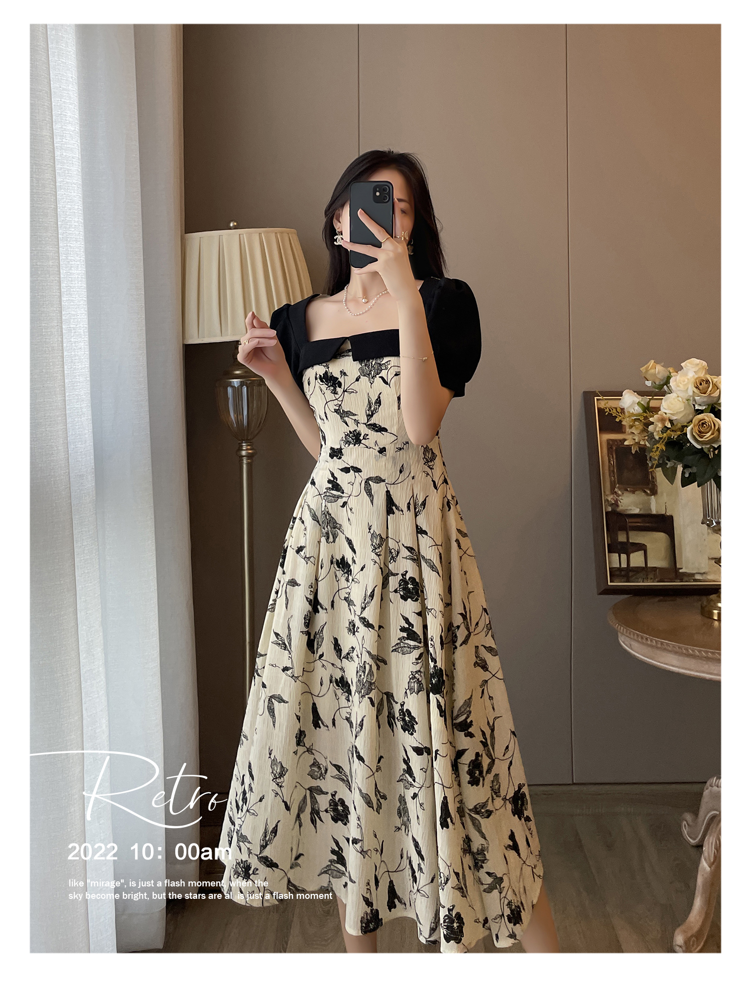 Lazada Sale, puff sleeve elegant dress summer dress fitted 
