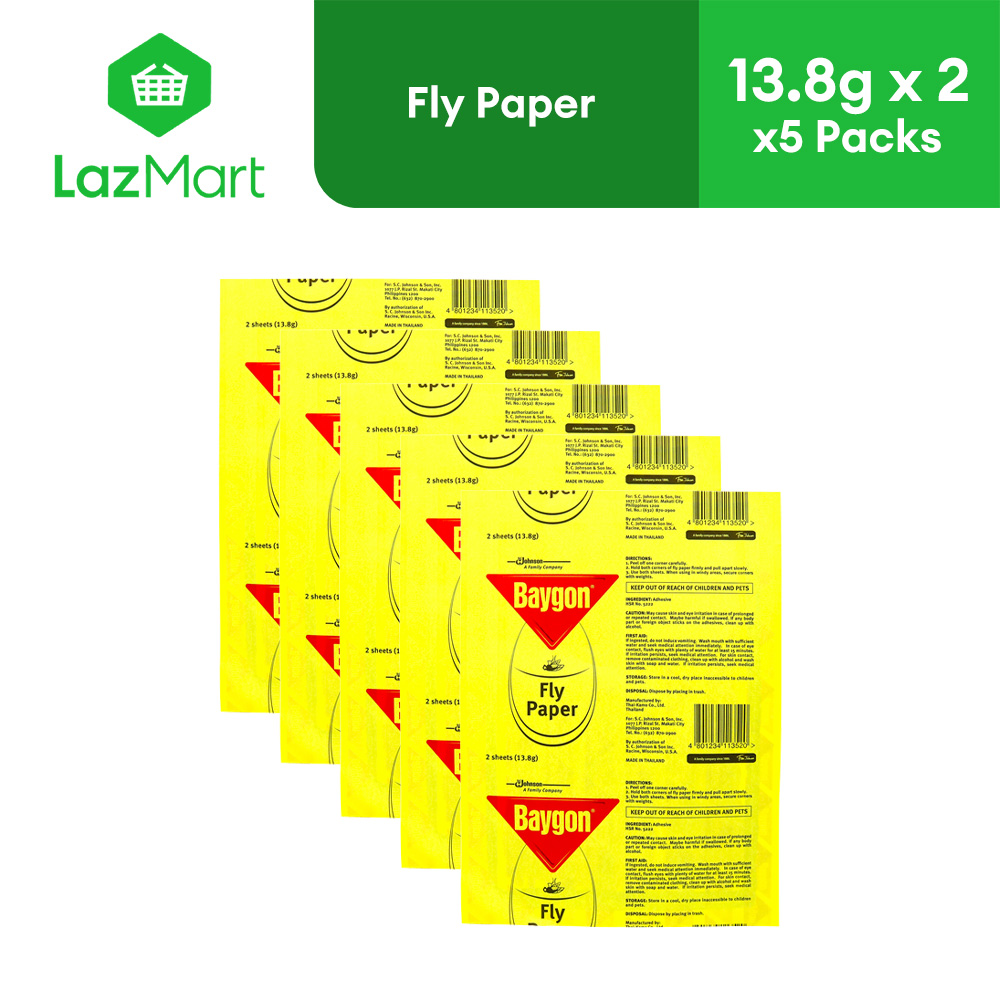 Baygon Fly Paper 2 Sheets 13.8g - Pack of 5