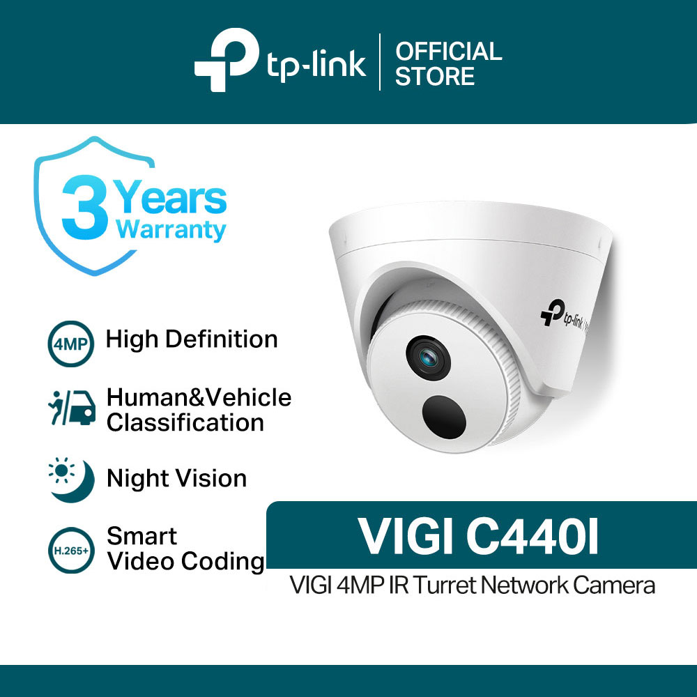 TP-Link Official Store / VIGI C440I / 4MP IR Turret Home Security Network CCTV Camera Connect to Cellphone