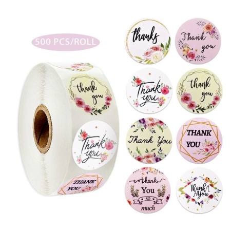 500Pcs/Roll of self-adhesive label sealing packaging label Thank you sticker