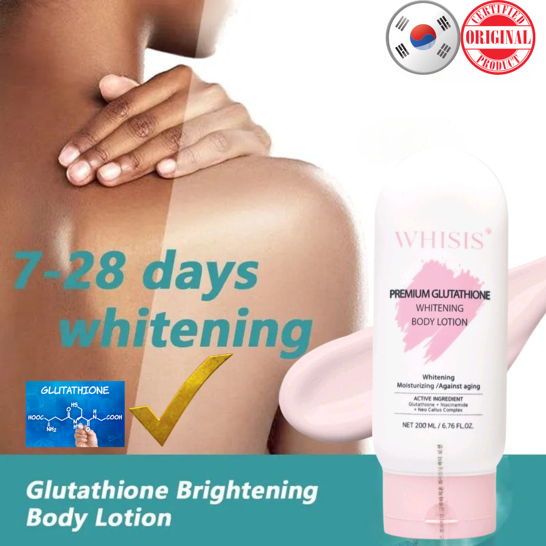 whisis premium glutathione whitening body lotion Best Seller Whisis Premium Glutathione Whitening Body Lotion for Skin Whitening, Moisturizing and Anti-aging with active ingredients such as Glutathione, Niacinamide and Neo Callus Complex Korean Night-time Whitening Lotion 200ml