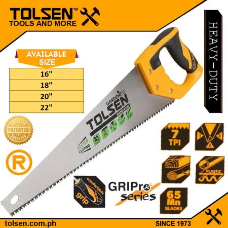 Tolsen Hand Saw 65Mn Blade 7TPI  GriPro Series TPR Handle