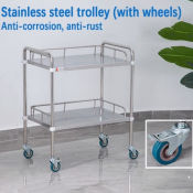 Stainless medical trolley cart heavy duty wheels for beauty massage therapy hospital clinic treatment nursing push cart