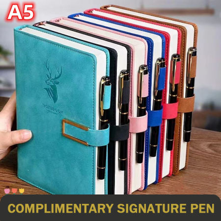 A5 Leather Notebook with Pen - Thick College Supplies