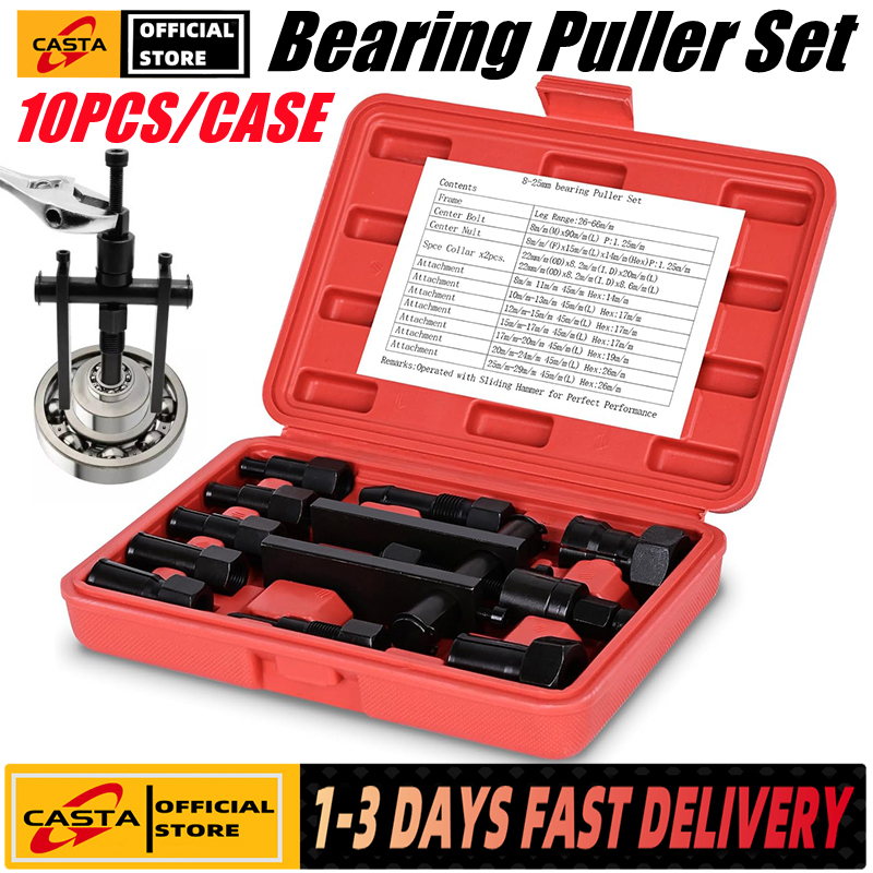 10PCS/CASE Motorcycle Bearing Extractor Puller Tool Kit, Professional Blind Hole Inner Bearing Extractor & Removal Tool Set for 8-25mm Bearings, Suitable for Various Motorcycle Wheel Bearings