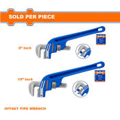 WADFOW 8"-10" Offset Pipe Wrench - Sold Individually