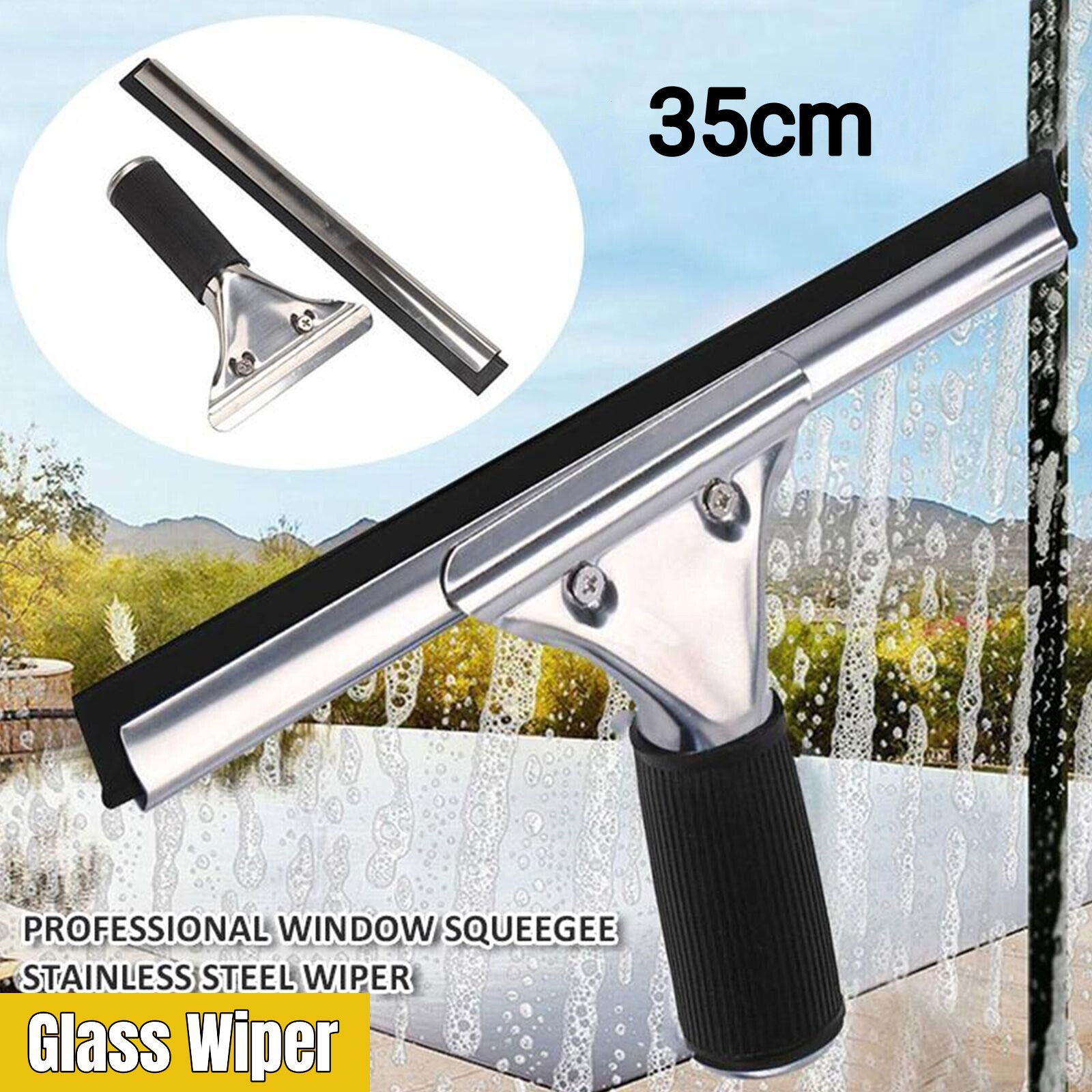 All Purpose Squeegee Wiper Stainless Steel Window Squeegee for Kitchen Bathroom, Size: 25.00