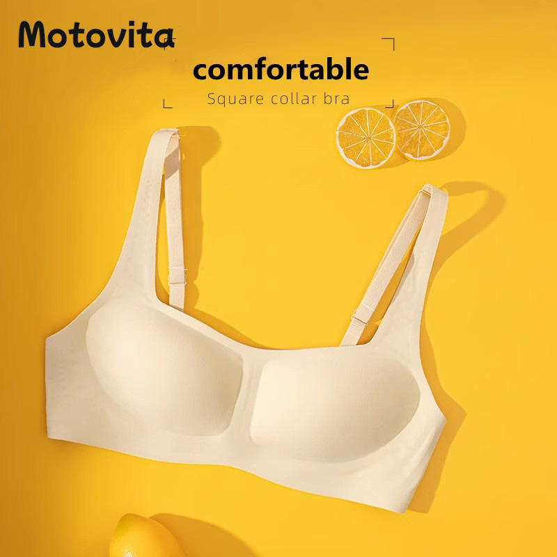 Motovita Women Seamless Bra Yoga Square Neck Push Up Wire Free Bra Full Cup Soft Support Comfortable Lingerie