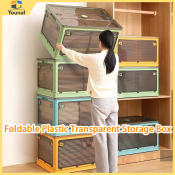 Folding Transparent Storage Box with Wheels - Large Organizer