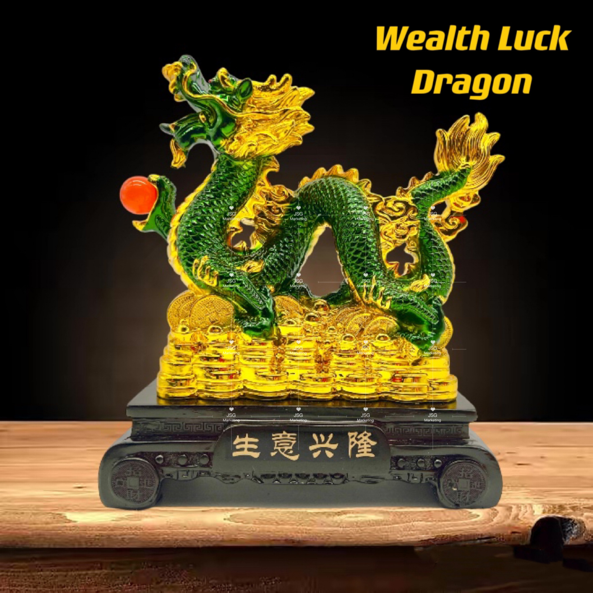 Feng Shui Lucky 8 Infinity Dragon With Money Bar Lucky Charm 