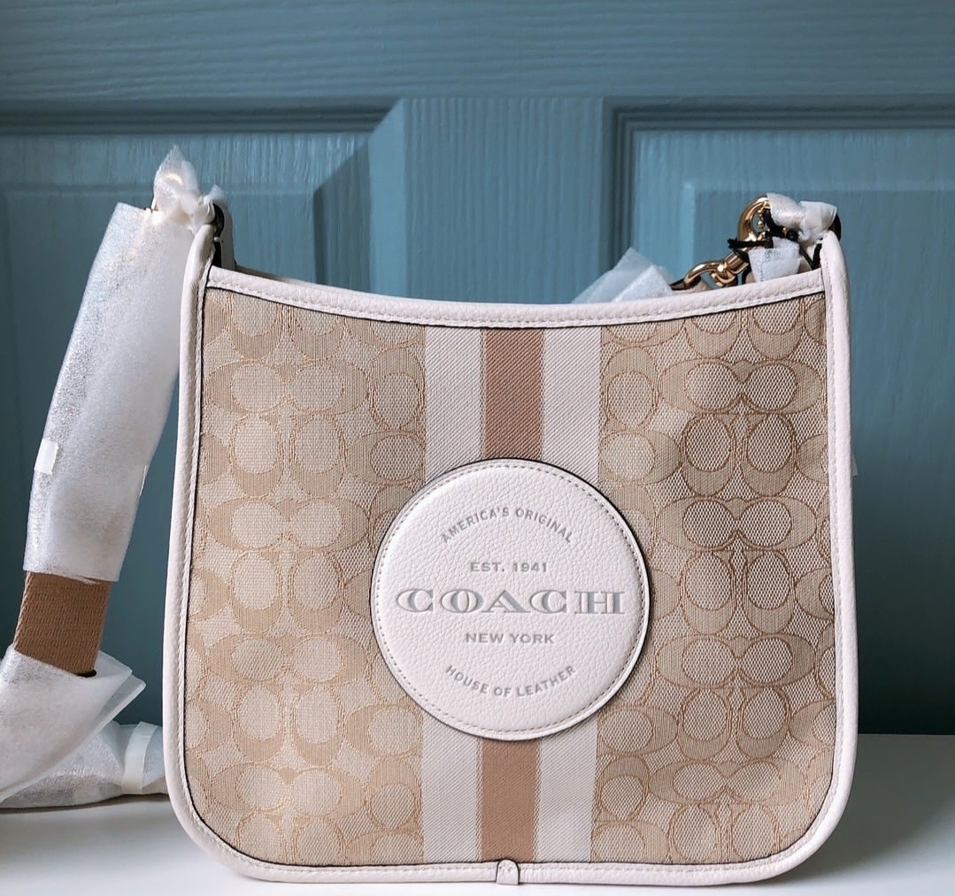 Coach CA195 Dempsey File Bag In Signature good Jacquard With Stripe And Coach Patch