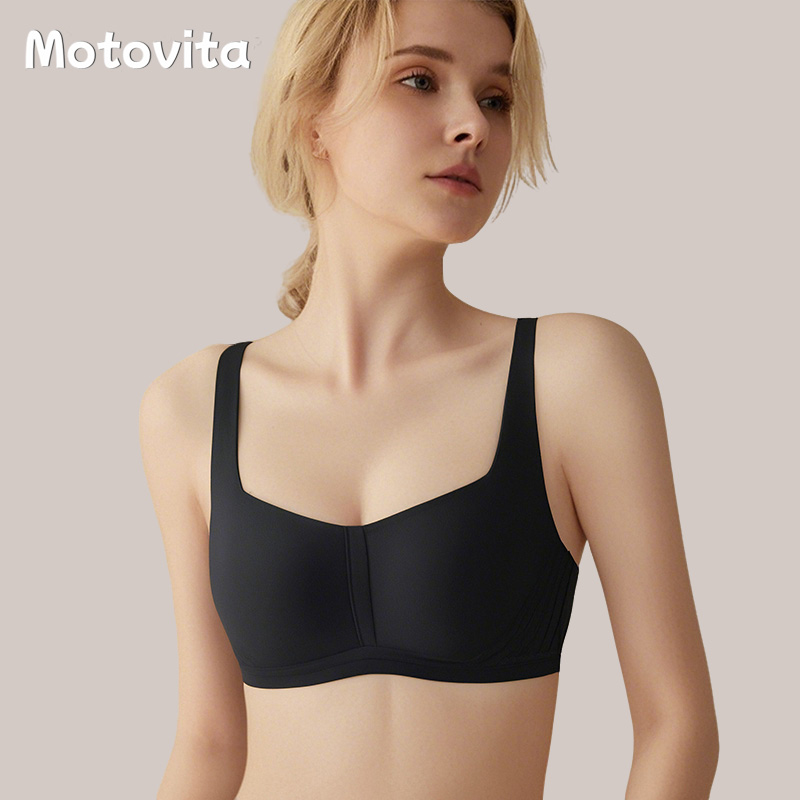 Motovita Seamless Bra Ice Silk No Trace Underwear Women Gather French No steel Ring Push Up Bra