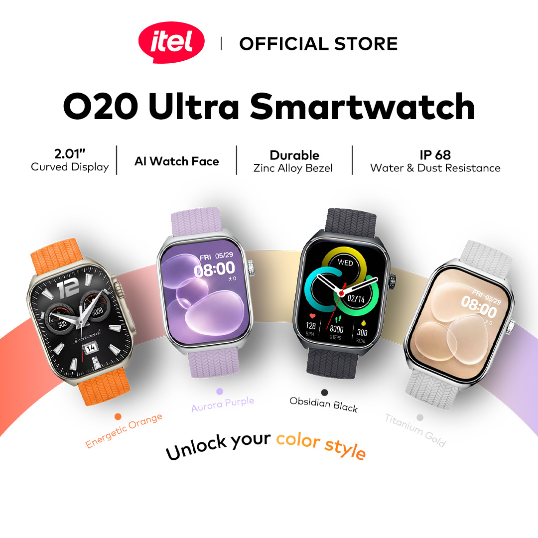 itel Curved Smart Watch O20 Ultra / 2.01" Display / IP68 Dust & Water Resistance / AI Powered