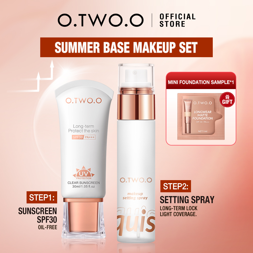 Discount on O.TWO.O  shoes - SKU: O.TWO.O 2pcs Makeup Set 50ml Makeup Setting Spray + Sunscreen Cream Sunblock SPF30++++