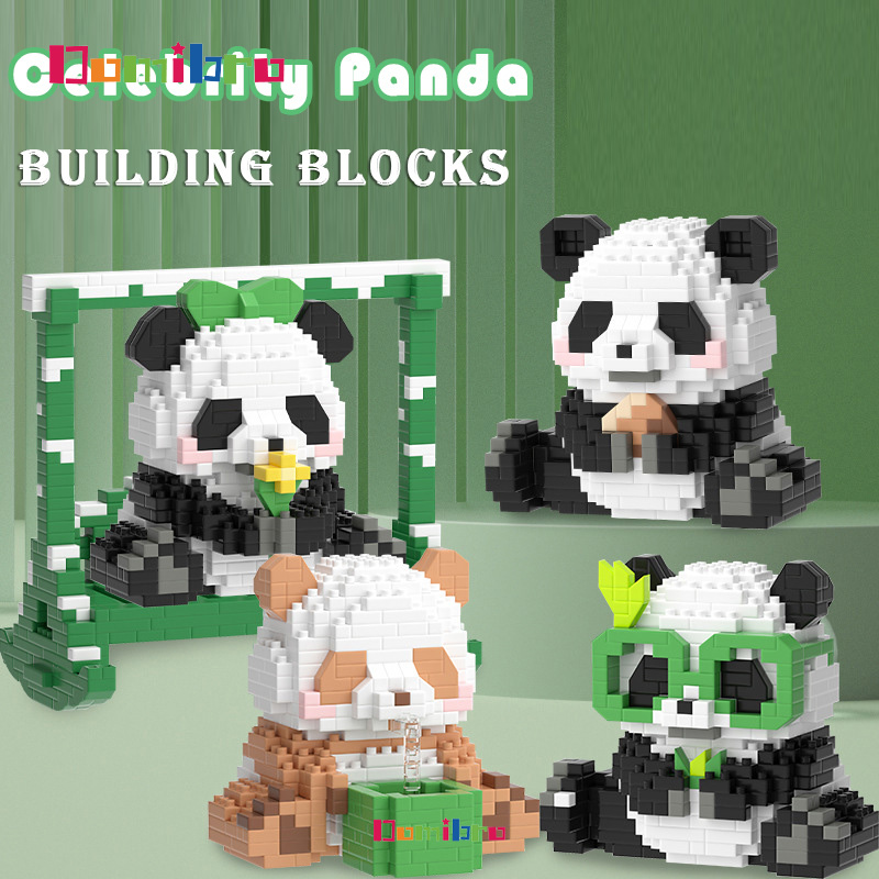 Panda Building Blocks Toys, Bamboo Children's Toys