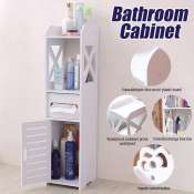 Waterproof Floor-Mounted Toilet Side Cabinet - WPC Storage Rack