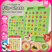 DAPANDA Toddler Flip Chess Board Game - Animal & Fruit Theme