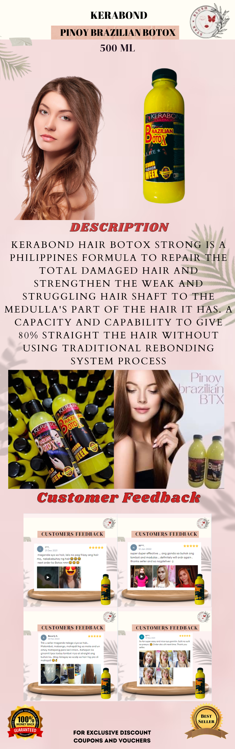 Kerabond Ultra-Ionic Pinoy Brazilian Hair Botox, 500ml