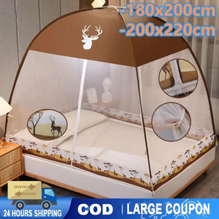 mosquito net tent family size Double door Easy installation Large space With printing 360 ° surround firm Anti light dust Mosquito