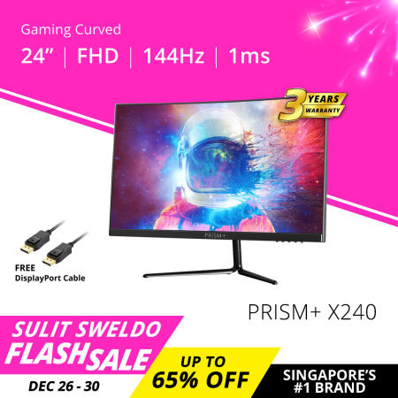 PRISM+ X240 144Hz Curved Gaming Monitor - 3 Years Warranty