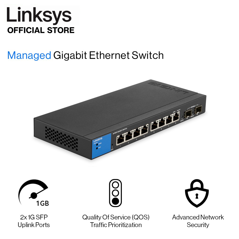 8-Port Managed Gigabit Ethernet Switch with 2 1G SFP Uplinks TAA Compliant  LGS310C