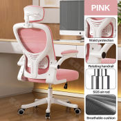 Pink Ergonomic Office Chair with Adjustable Armrests - 